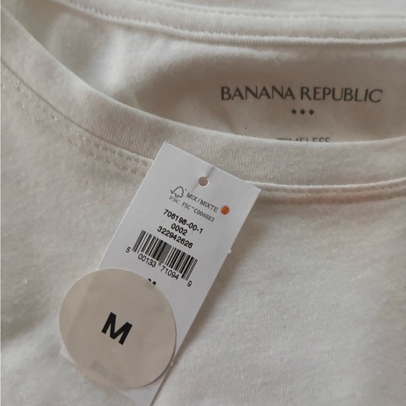 Banana Republic White Graphic Tee medium timeless logo nwt women’s - Picture 3 of 7